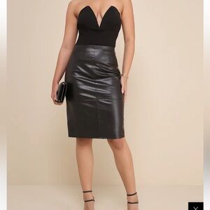 Lulus She's Irresistible Black Vegan Leather Pencil Skirt